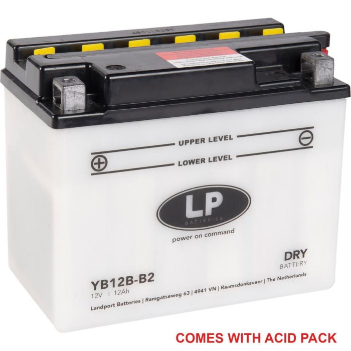 BATTERY YB12B B2 12V 13Hh LANDPORT WITH ACID PACK ROAD MC MA YB12B B2