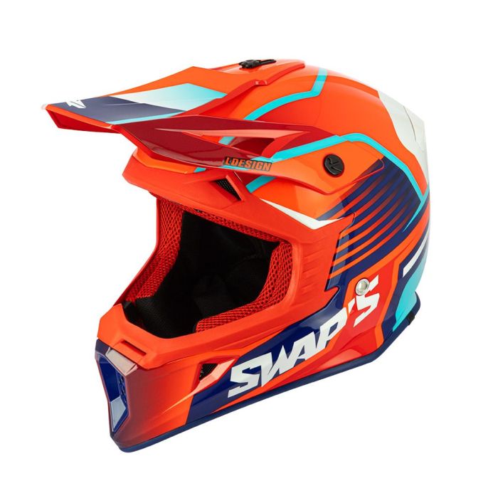 MOTOCROSS HELMET SWAPS S818 SHINY RED BLUE WHITE SIZE M 57cm 58cm