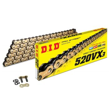 DID 520VX3 GB 124L X-RING (DJ), CHAIN GOLD & BLACK LINKS, DID520VXGB124