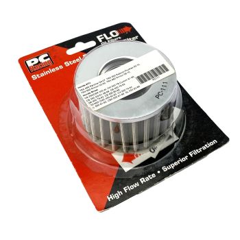 OIL FILTER FLO REUSABLE PC111, PC RACING USA STAINLESS STEEL