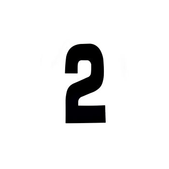 RACE NUMBERS - 2 TWO - BLACK, EACH / 15cm 6" / VINYL STICKER