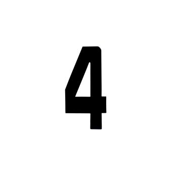 RACE NUMBERS - 4 FOUR - BLACK, EACH / 15cm 6" / VINYL STICKER