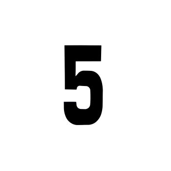 RACE NUMBERS - 5 FIVE - BLACK, EACH / 15cm 6" / VINYL STICKER