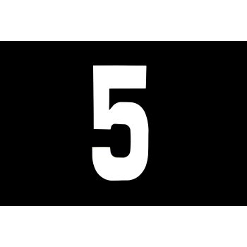 RACE NUMBERS - 5 FIVE - WHITE, EACH / 15cm 6" / VINYL STICKER