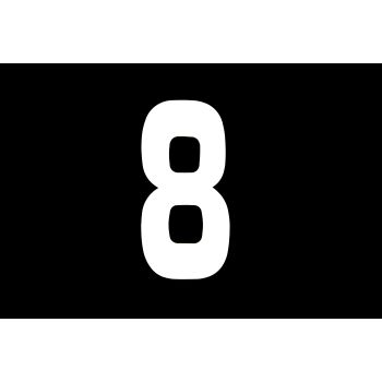 RACE NUMBERS - 8 EIGHT - WHITE, EACH / 15cm 6" / VINYL STICKER