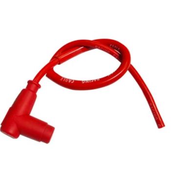 RACING CABLE WITH 90 RUBBER CAP RED HT CABLE 49.5cm LONG