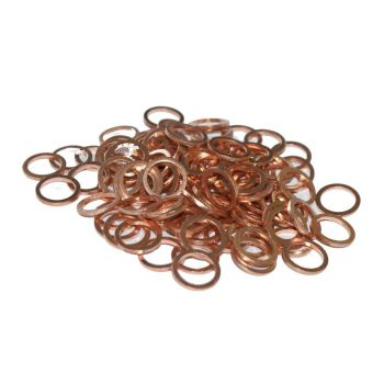 COPPER WASHER M12 PK OF 100, SIZE ID12 x OD18 x W1.50mm