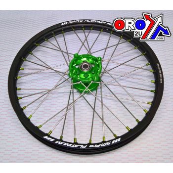 21x1.60 WHEEL KAW BLACK RIM/GREEN HUB/GREEN, NIPPLES, SP177.05.80.51.05