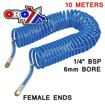 AIR LINE COILED HOSE 10 METERS, 6MM BORE HOSE, 1/4"BSP FEMALE, 269591