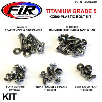 GR5 TITANIUM PLASTIC BOLT KIT, KX500 88>04 / KX125 250 88>89, FACTROY IMAGE RACING