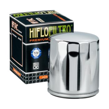 OIL FILTER HIFLO HF174C CHROME, Harley Davidson 63793-01K, ROAD