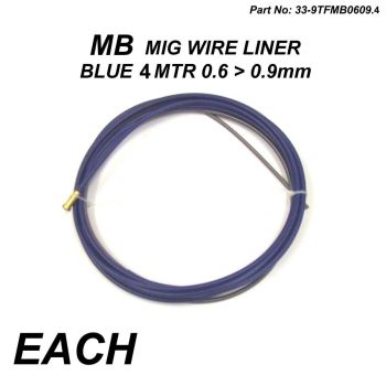 MB MIG WIRE LINER 0.6 > 0.9mm, BLUE 4 METER LINER