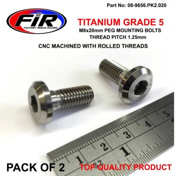 TITANIUM GR5 M8x1.25x20mm PK2, UNIVERSAL PEG MOUNT BOLTS,  / FLAT HEAD BOLT