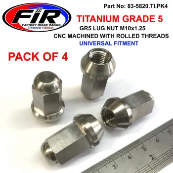 TITANIUM GR5 LUG NUT M10X1.25, BEVELED NUT / PACK OF 4 / QUAD TRAILER