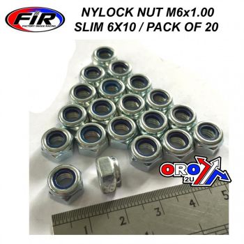 NYLOCK M6 NUT PACK OF 20, SLIM 6X10mm