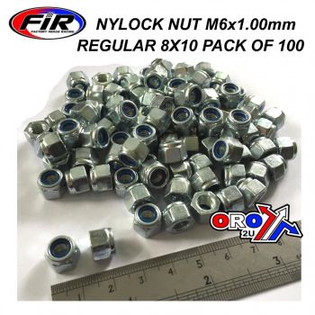 NYLOCK M6 NUT PACK OF 100, REGULAR 8X10mm