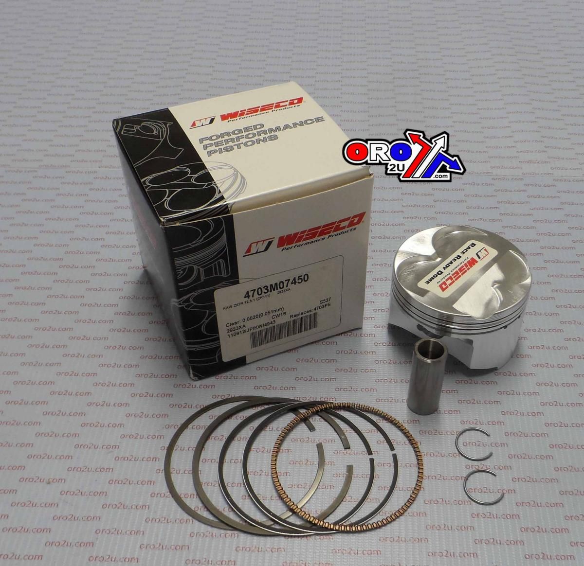 PISTON KIT 96-03 ZX7R 73.00mm, WISECO 4702M07300 ROAD KAW, STD SIZE